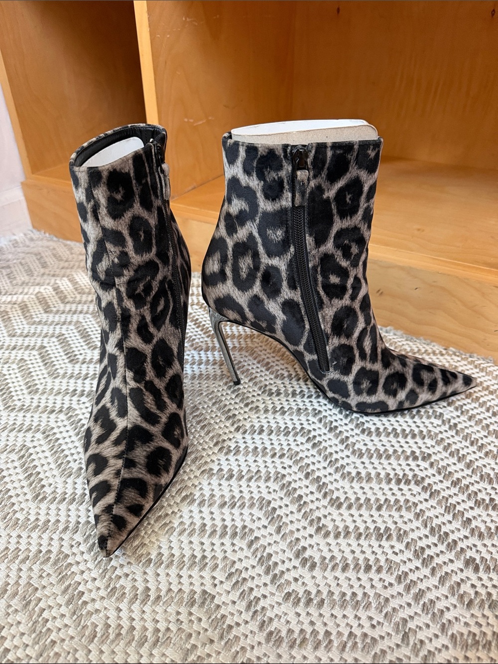 Stella McCartney Leopard Print Velvet Ankle Boots